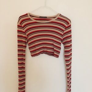 Brandy Melville crop striped long sleeve shirt